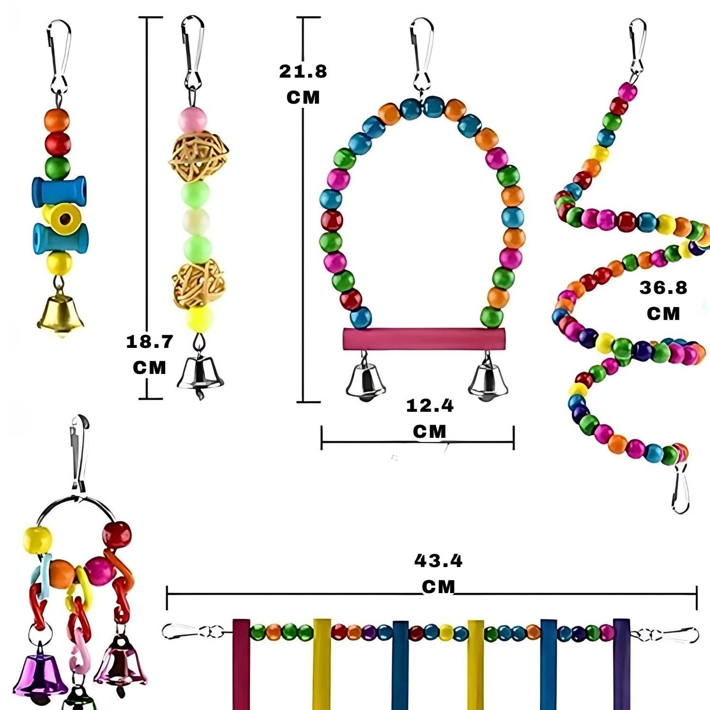 6-delige Gekleurde Speelgoedset voor middelgrote vogels