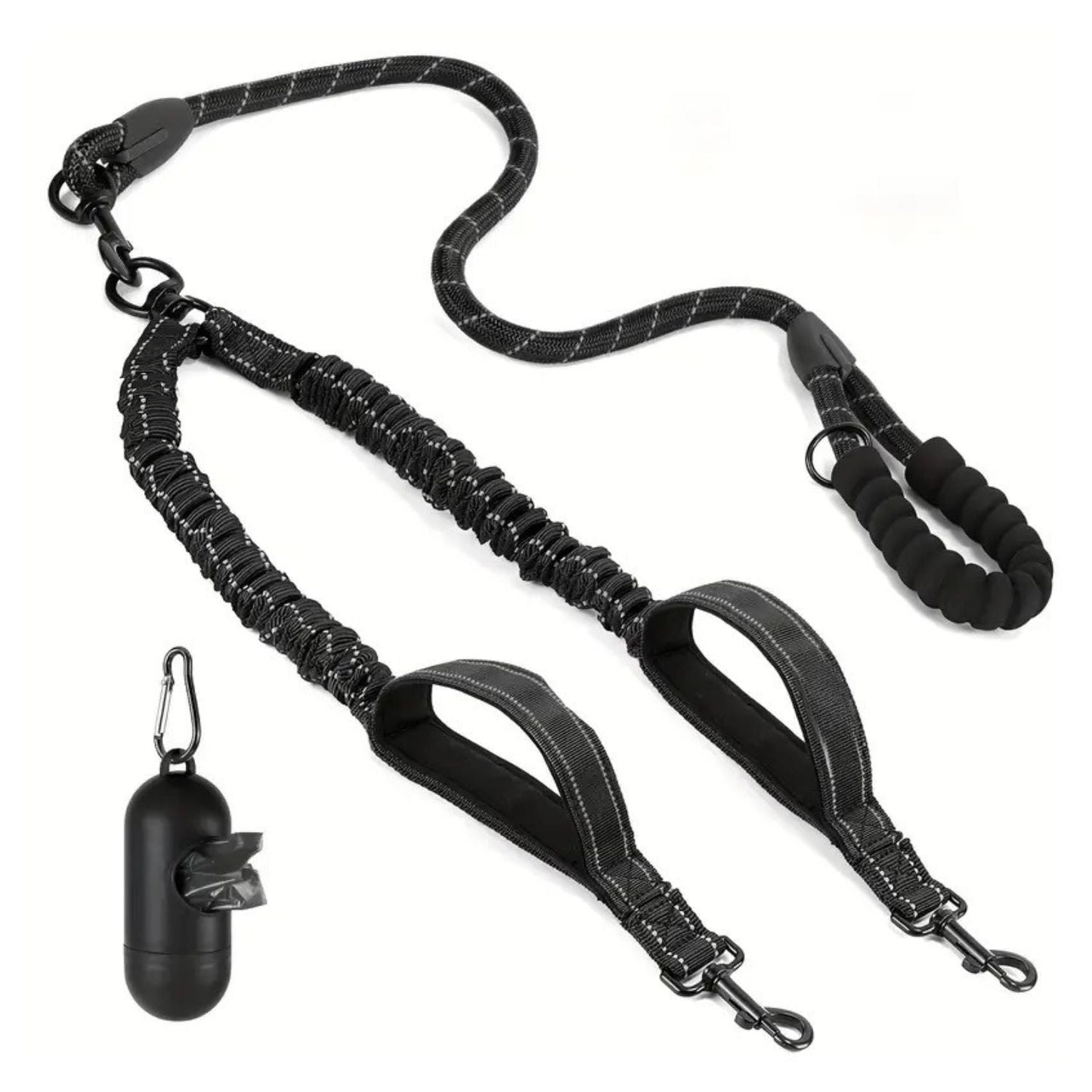 Dubbele Hondenriem | 360° Klitvrije & Reflecterende Veiligheidsontwerp