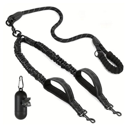 Dubbele Hondenriem | 360° Klitvrije & Reflecterende Veiligheidsontwerp