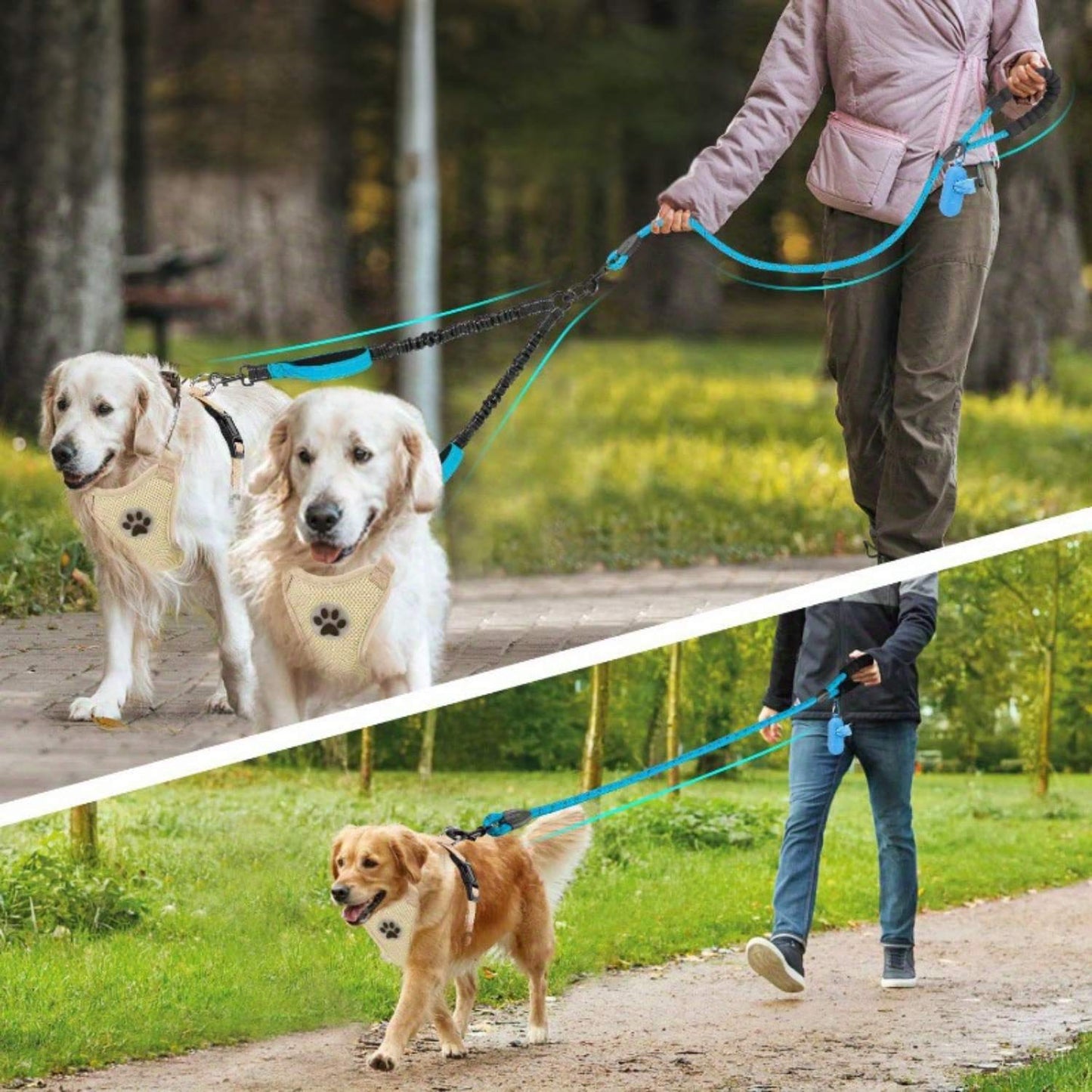 Dubbele Hondenriem | 360° Klitvrije & Reflecterende Veiligheidsontwerp