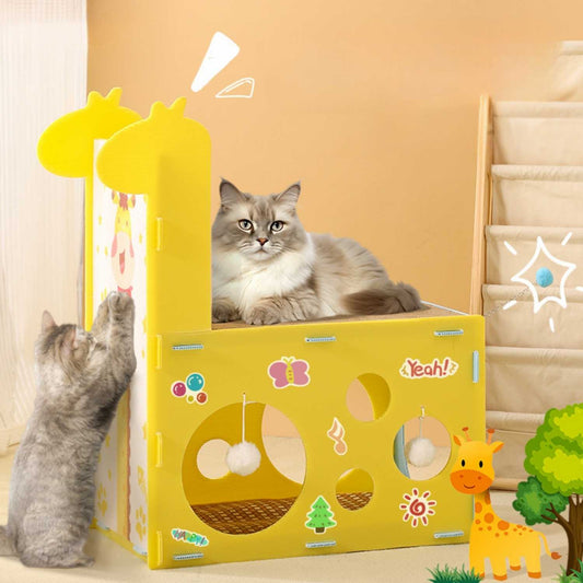 Kattenbed Tunnel Giraffe | Dubbel Krabbord & Speelnest