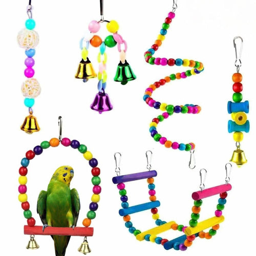 6-delige Gekleurde Speelgoedset voor middelgrote vogels